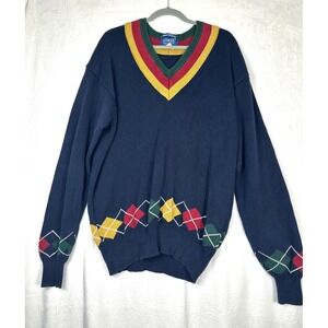 Vintage La Mode Argyle Sweater Mens XL Intarsia Preppy Varsity Grandpa Golf 90s